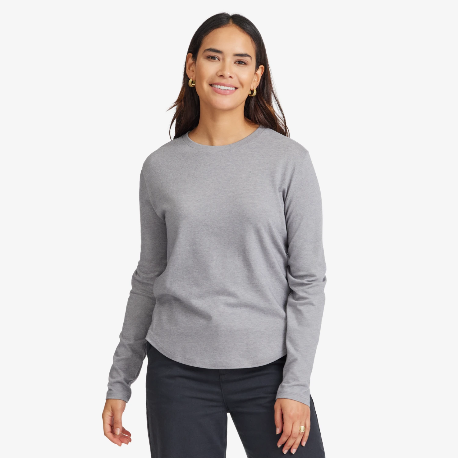Women's Soft Merino Long Sleeve Tee - Medium Grey 1 Women's Soft Merino Long Sleeve Tee - Medium Grey