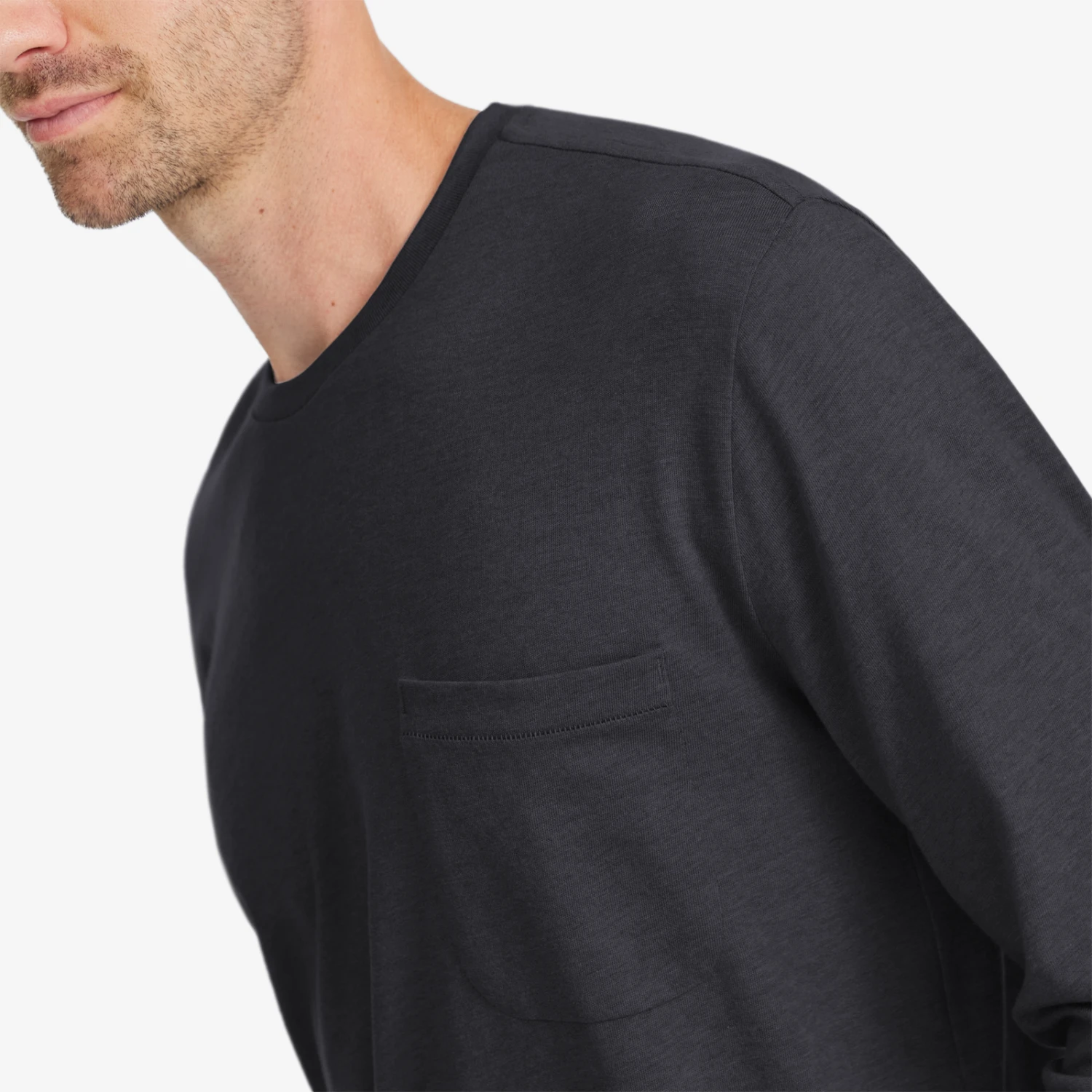 Men's Soft Merino Long Sleeve Tee - Natural Black 2 Men's Soft Merino Long Sleeve Tee - Natural Black - Image 2